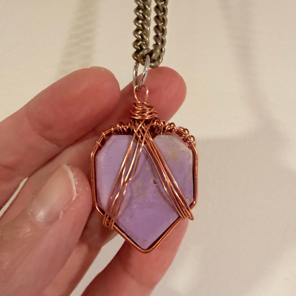 Labradorite & Phosphosiderite Window Dangle - Picture 5 of 5